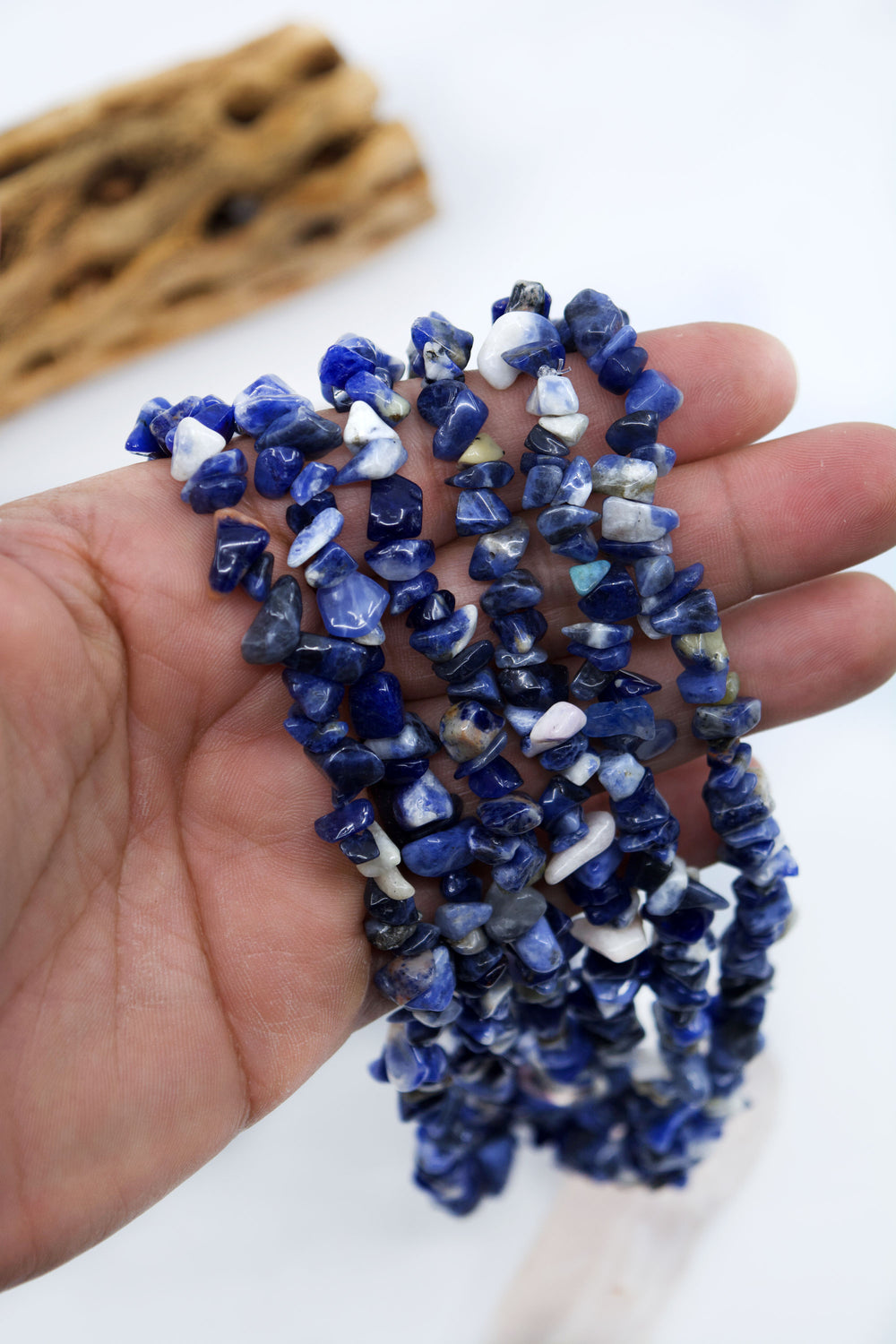 Sodalite Chips: Beautiful Natural Gemstone Chips, Mince Beads, 34" strand