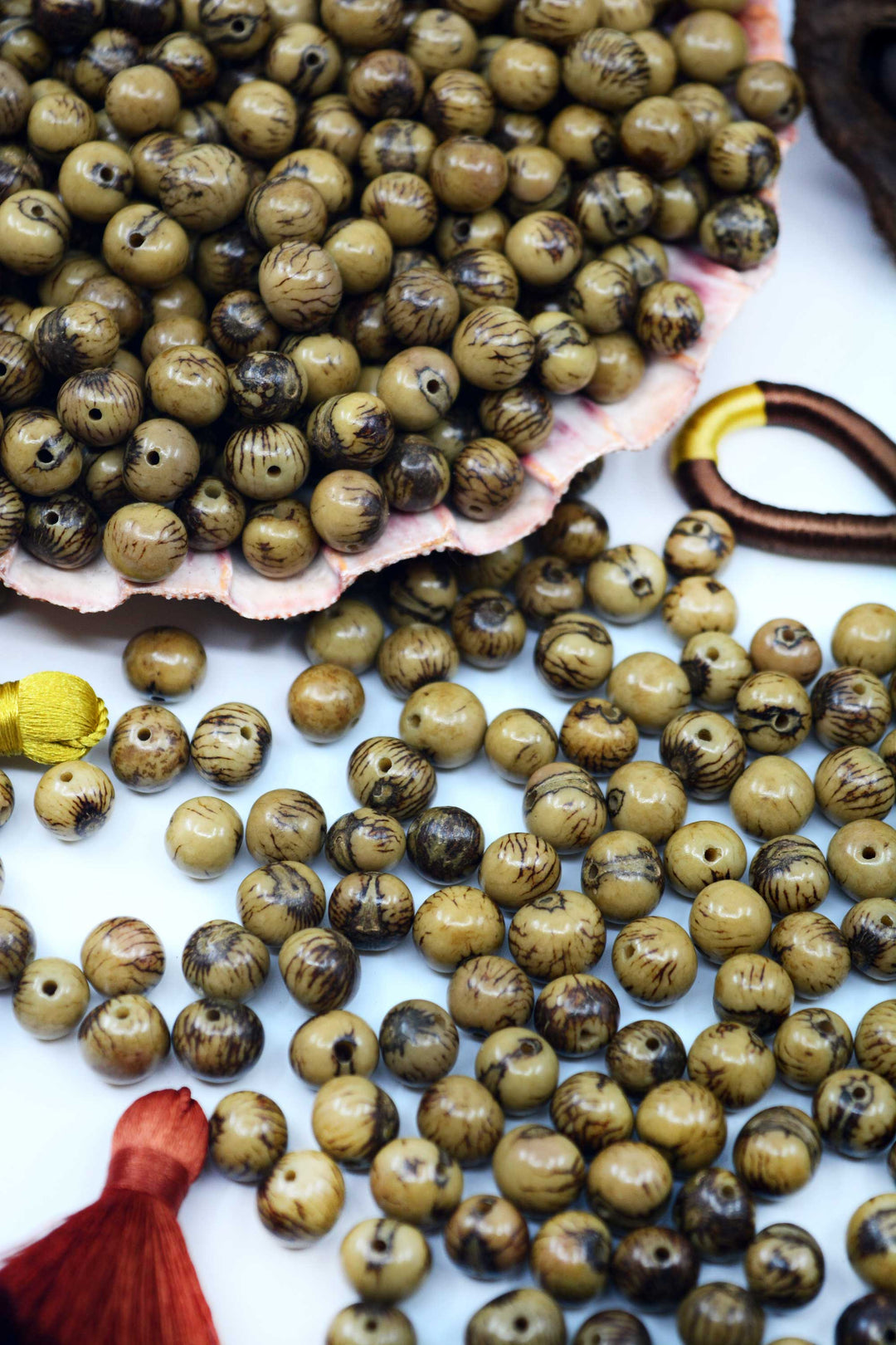 Olive Green Natural Acai Beads for Jewelry making.